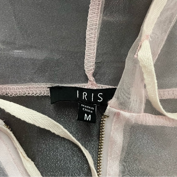 Iris Chiffon Hooded Jacket Sheer See Through Pink Women’s Size Medium - Picture 7 of 7